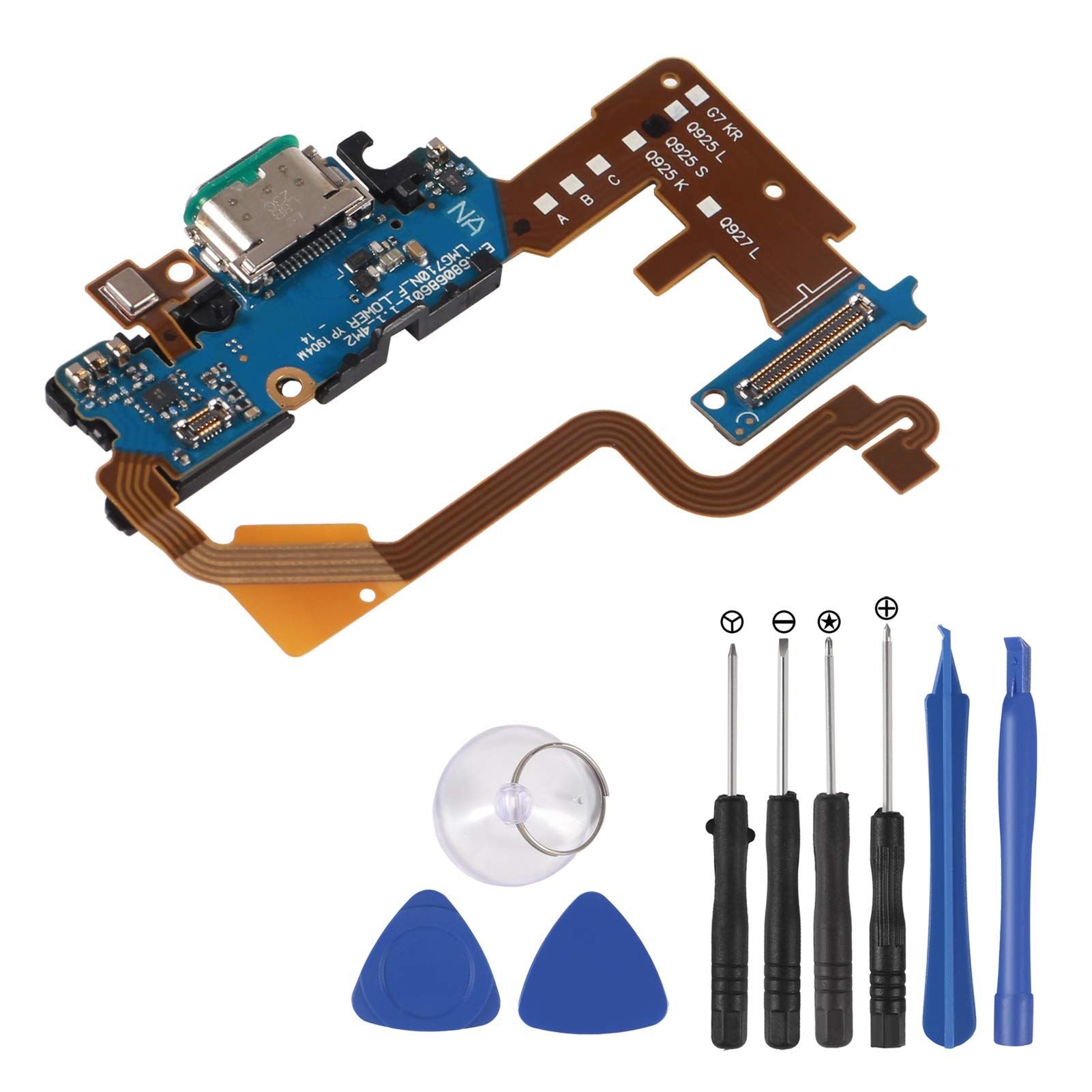 LG G7 ThinQ USB Dock Connector Charging Port Replacement with Mic Flex Cable & Repair Tools - G710VM Compatible