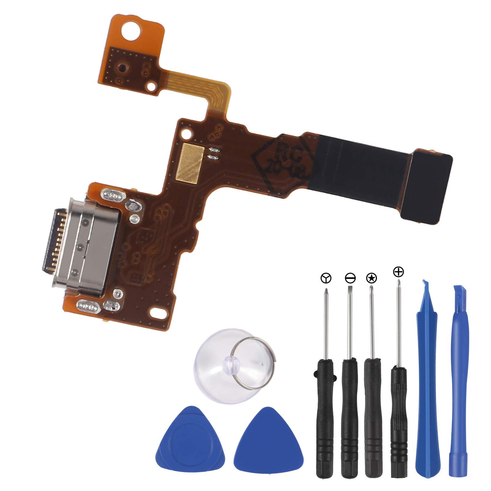 Replacement USB Charger Port Flex Cable with Microphone for LG Stylo 5 Q720 - Includes Tools