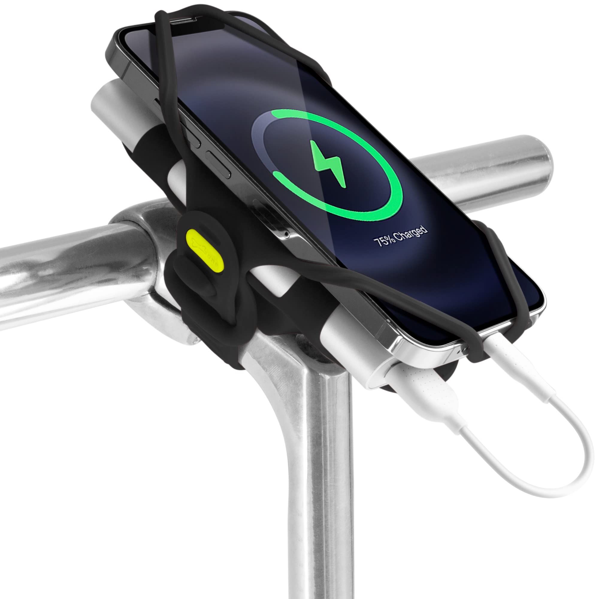 "Universal 2-in-1 Bike Phone Mount & Charger for iPhone 13/12/11 Pro Max & Samsung S20/S21 - Fits 4.7"-7.2" Phones"