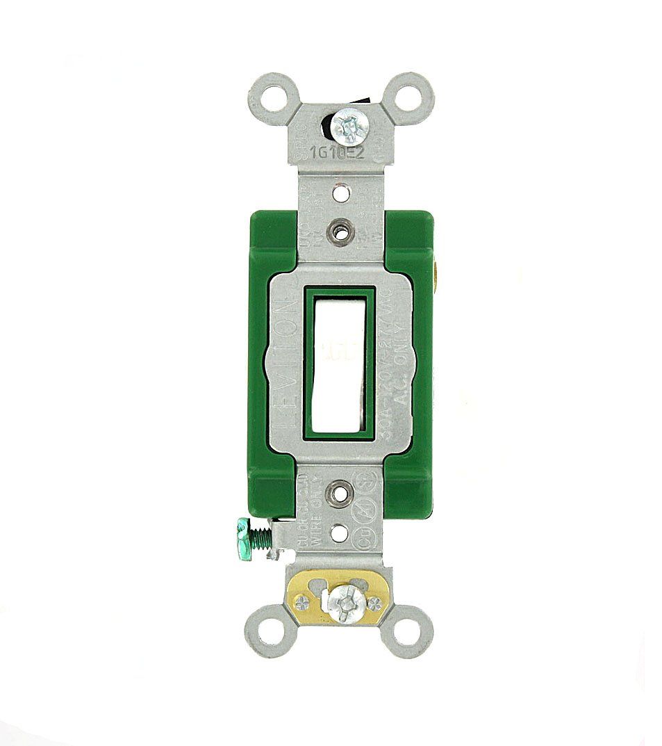 Leviton 3031-2W 30 Amp Toggle Switch: Heavy Duty, Self-Grounding, 120/277V AC - White