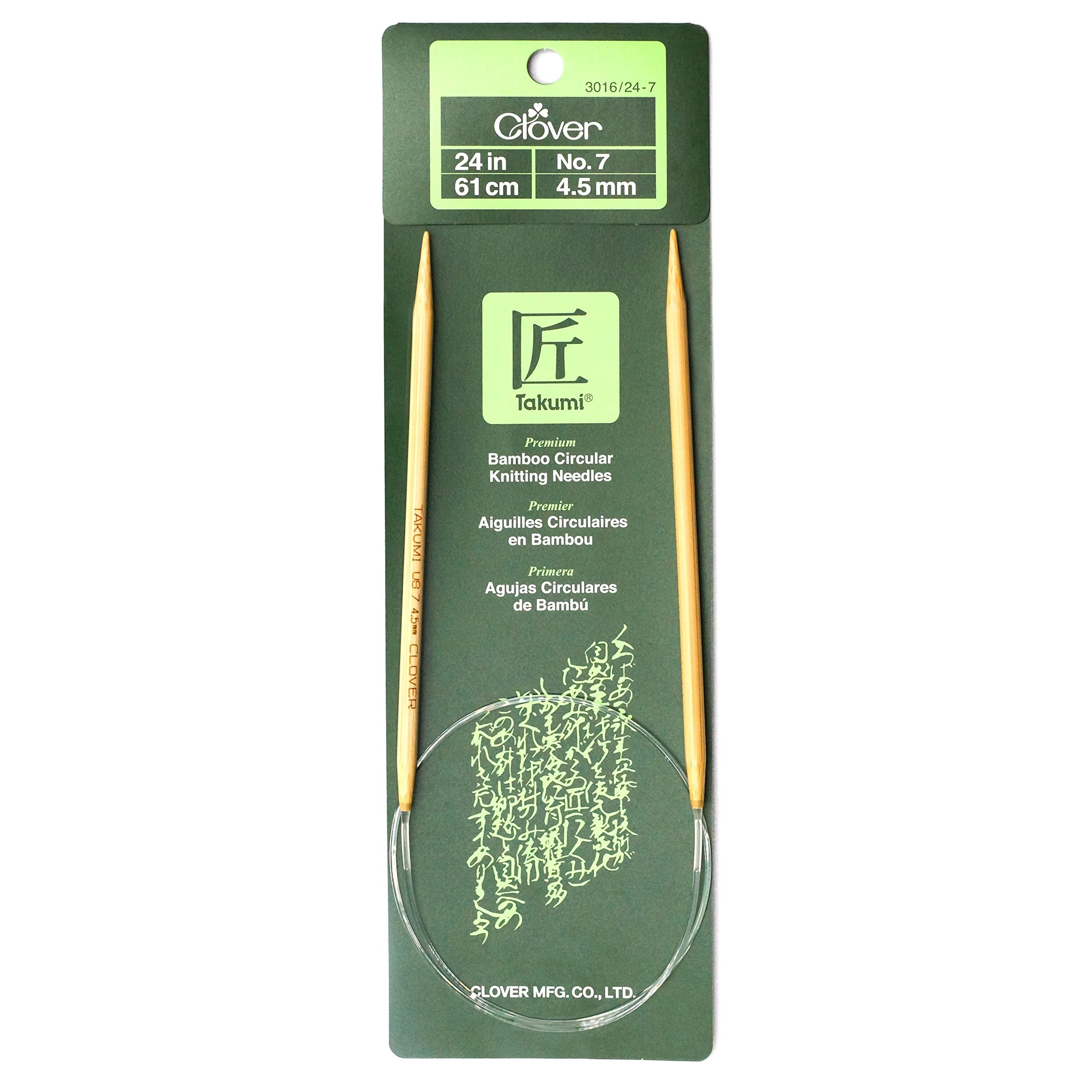 Shop Clover Takumi 24-inch Bamboo Circular Knitting Needles Size 7 (4.5mm) - Perfect for Your Next Project!