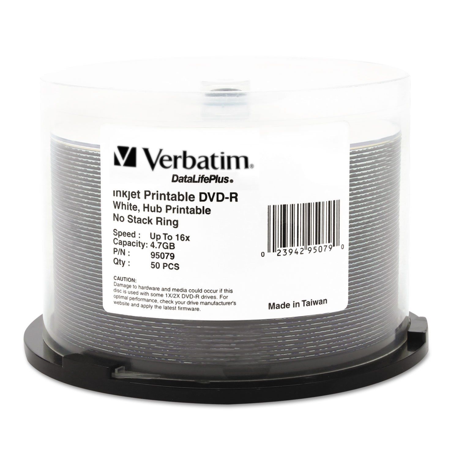 Verbatim DVD-R 4.7GB 16X Inkjet Printable Discs - 50 Pack Spindle for High-Quality Recording