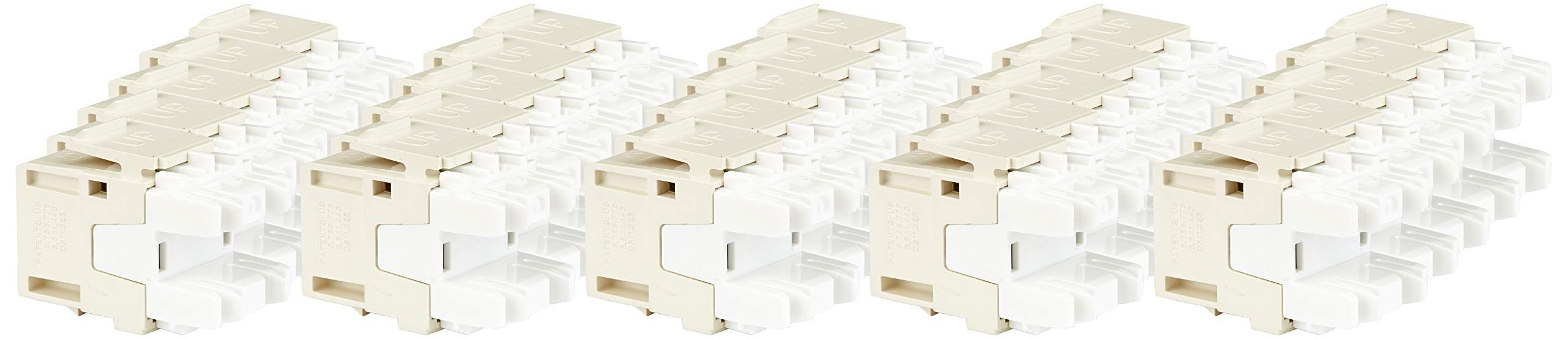 Leviton 61110-BT6 Extreme 6+ CAT 6 QuickPort Connectors - Light Almond, 25-Pack for Fast Networking