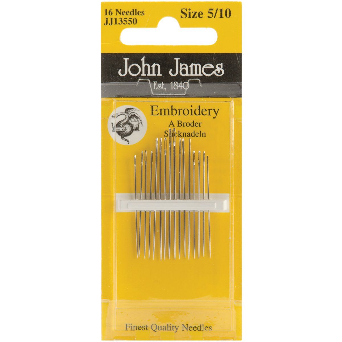 Colonial Needle Crewel & Embroidery Hand Needles - Size 5/10, 16 Pack for Perfect Stitching