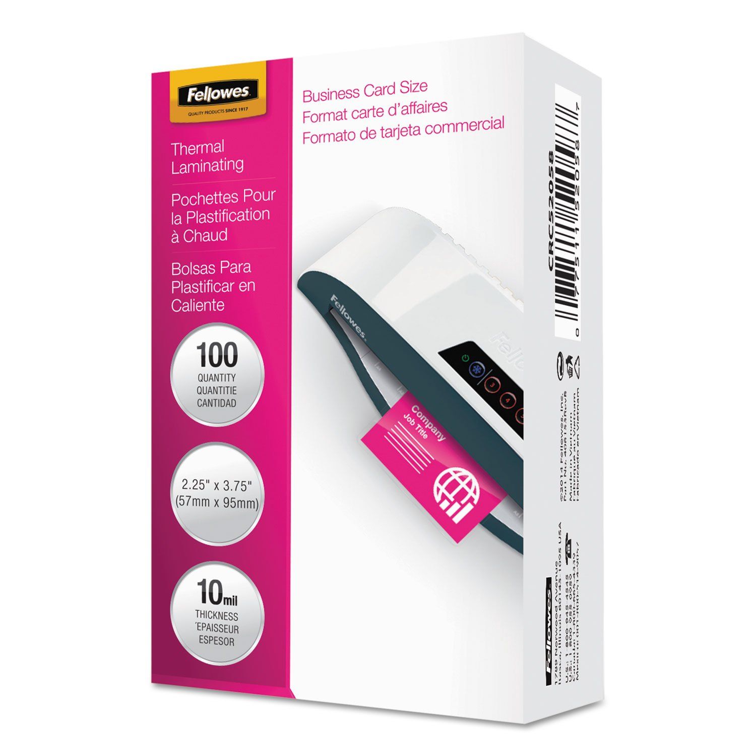 Fellowes Glossy Pouches for Business Cards - 10 Mil, 100 Pack | Durable & Professional Protection