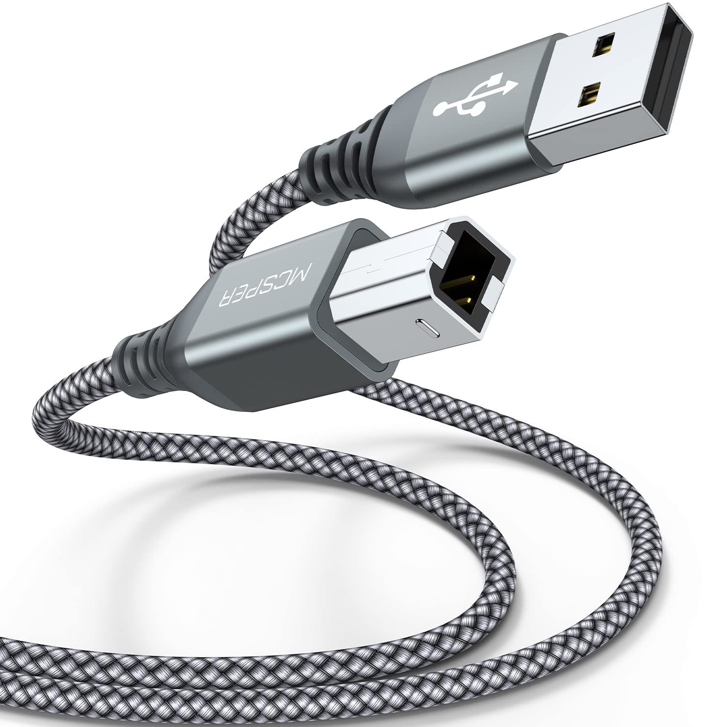 2 Pack 5FT USB Printer Cable - High-Speed USB A to B Cord for HP, Canon, Brother, Dell & More