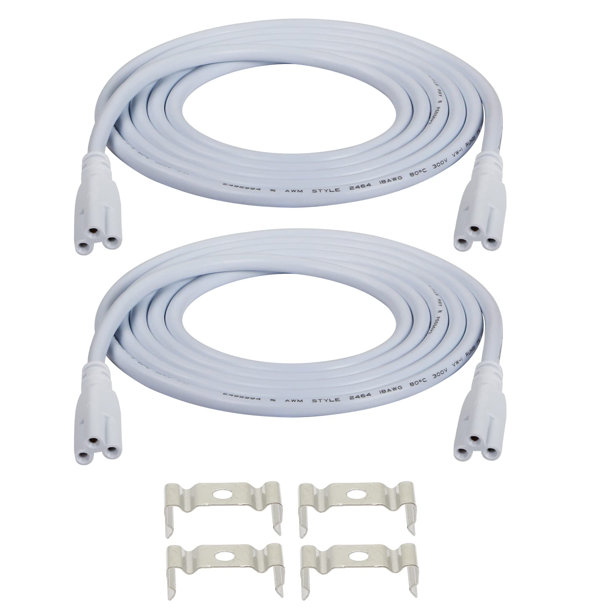 SinLoon UL-LP Certified T5 T8 LED Connecting Wire - 6.5FT Linkable Cords for Ceiling Lights & Tube Lamp Holders (2-Pack)