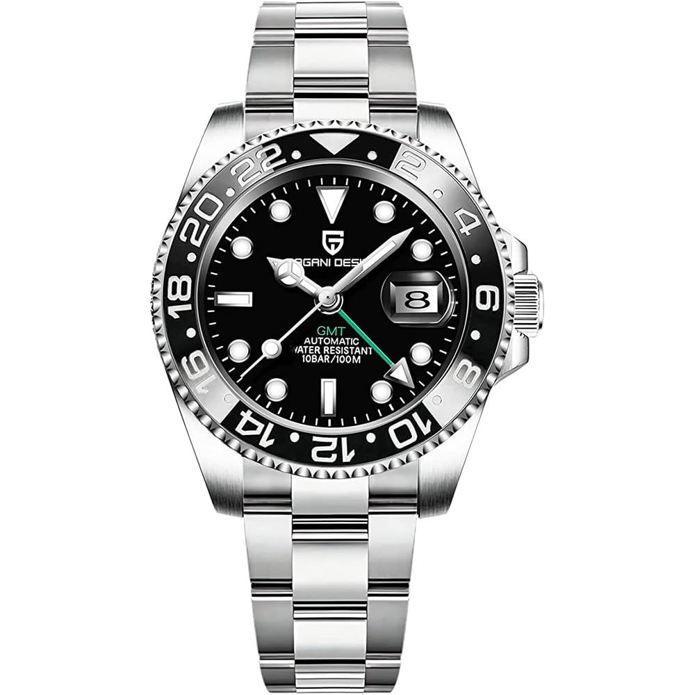 CADISEN Pagani Design 1662 GMT Men's Automatic Diver Watch - 40mm, 100M Waterproof, Sapphire Glass, Full Black