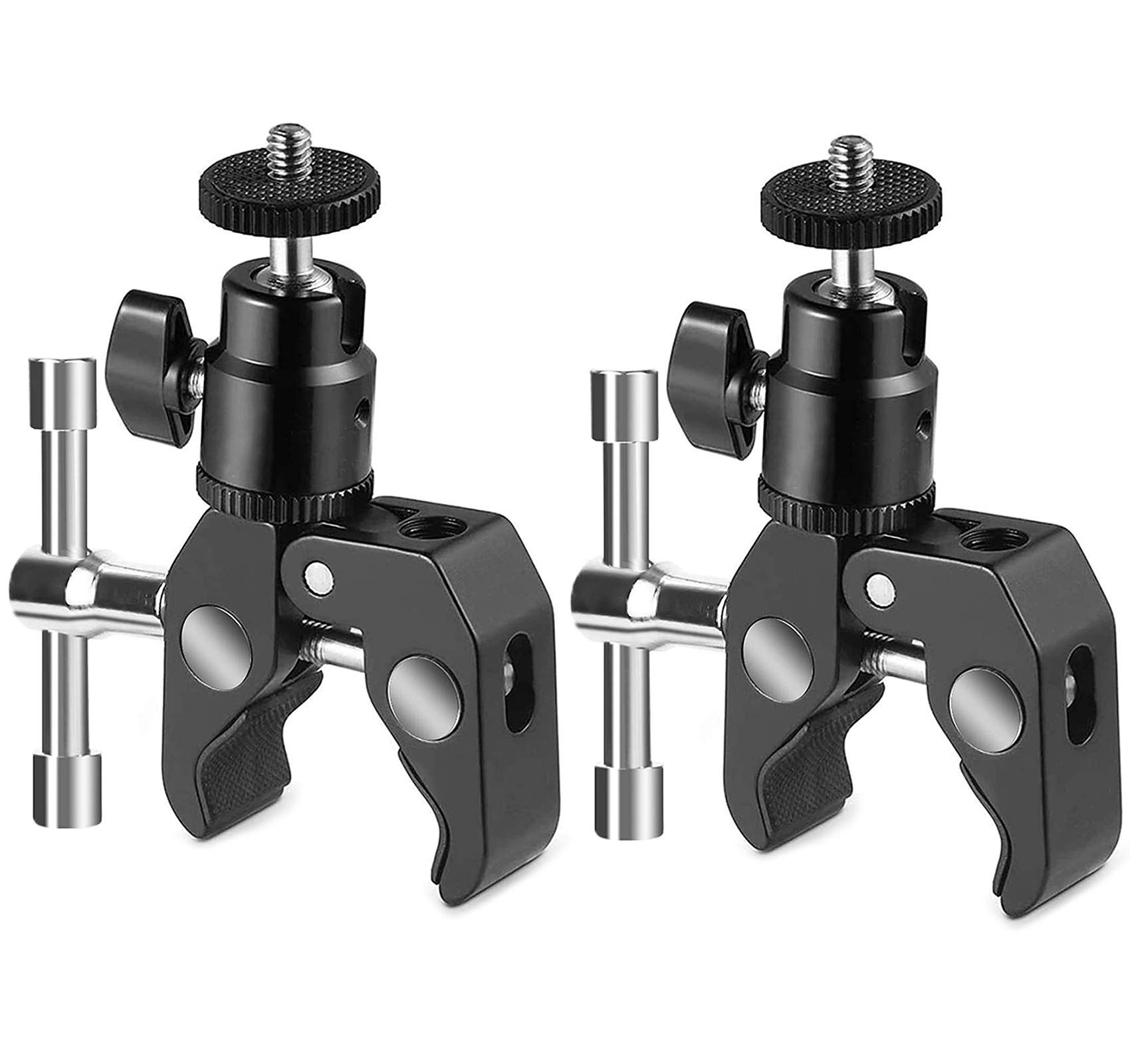 Buy SLOW DOLPHIN Super Clamp: Camera Mount with Ball Head & Hot Shoe Adapter for Monitors, Lights & Microphones (2 PCS)