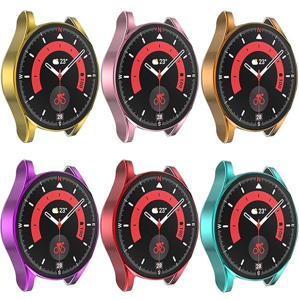 6pack Compatible with Samsung Galaxy Watch 5 Pro Case 2022, Soft TPU Plated All Around Scratch-Proof Screen Protector Case Cover for Galaxy Watch 5