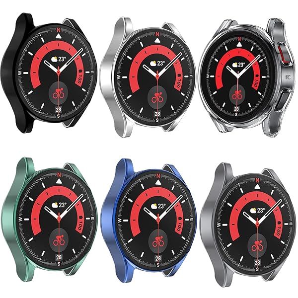 6pcs Compatible with Samsung Galaxy Watch 5 Pro Case 2022, Soft TPU Plated All Around Scratch-Proof Screen Protector Case Cover for Galaxy Watch 5