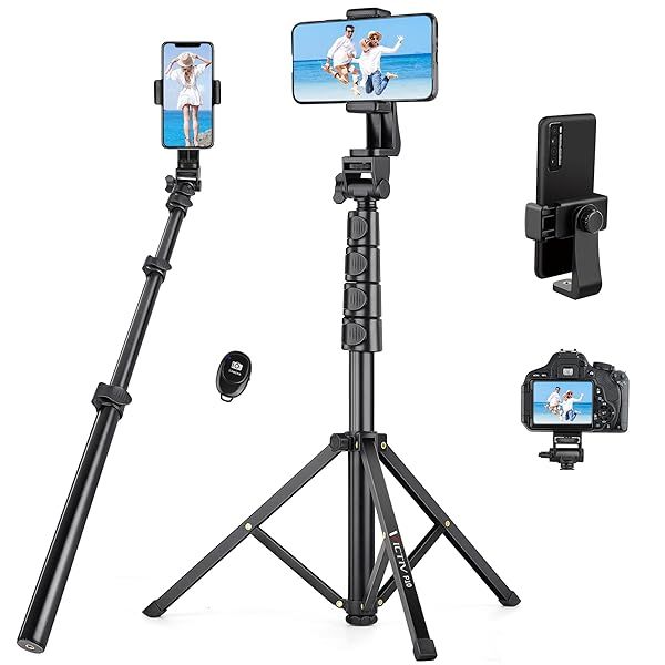 "70" Phone Tripod with Remote & Holder - Portable Selfie Stick for iPhone 14/13 Pro Max & Android - Perfect for Video Recording"