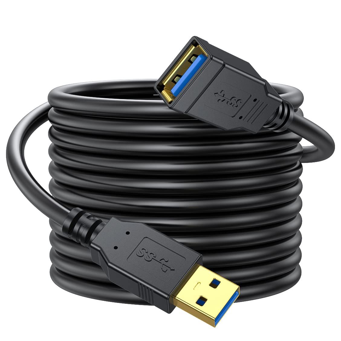 NC XQIN 20 Ft USB 3.0 Extension Cable - Type A Male to Female for Fast Data Transfer with Devices like PS, Xbox, VR & More