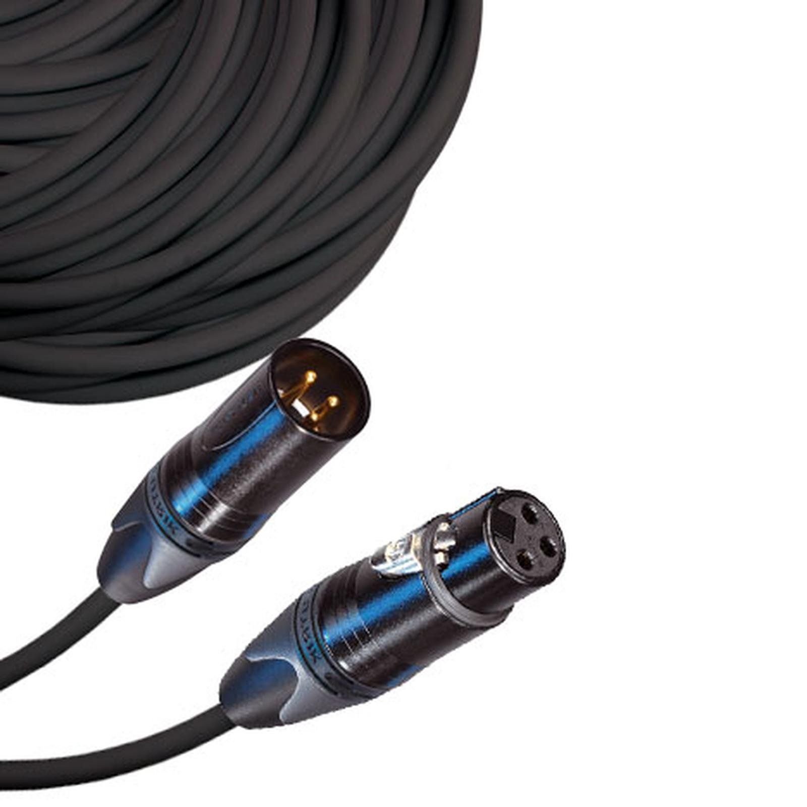 Premium 100ft Male to Female XLR Cable with Neutrik Connectors & 20ga Wire - Black
