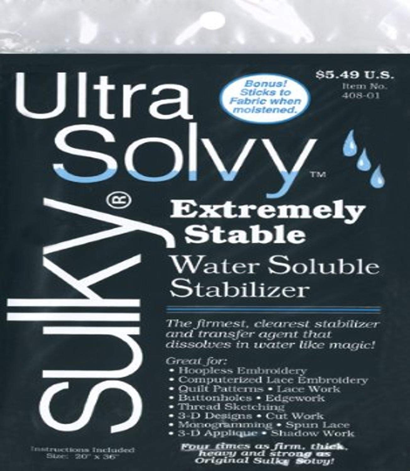 "Buy Sulky Ultra Solvy 1yd x 19.5" White - Perfect for Embroidery & Sewing Projects"