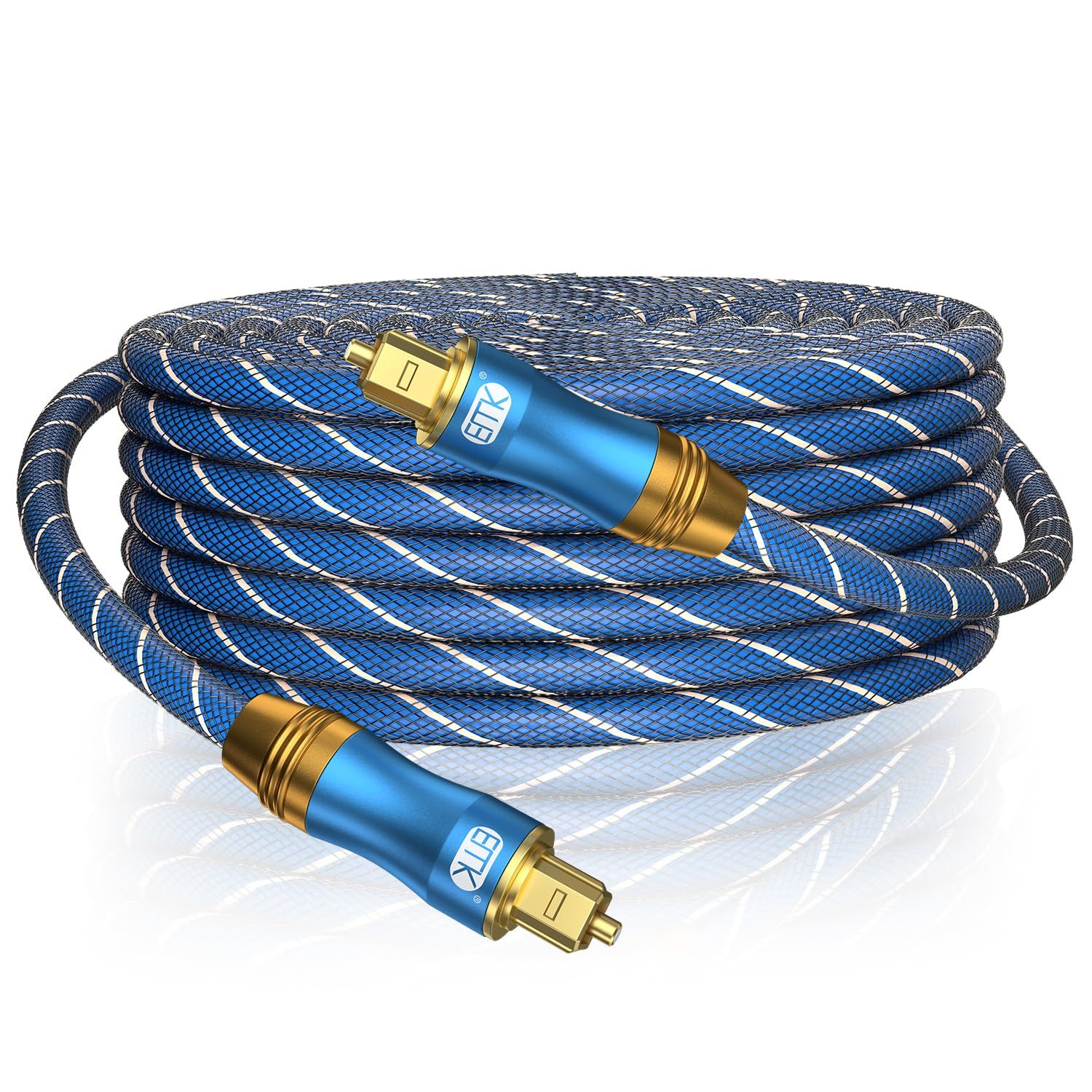 EMK 49ft Digital Optical Audio Cable - Toslink SPDIF Male to Male for Home Theater, TV, PS4, Xbox & Sound Bar