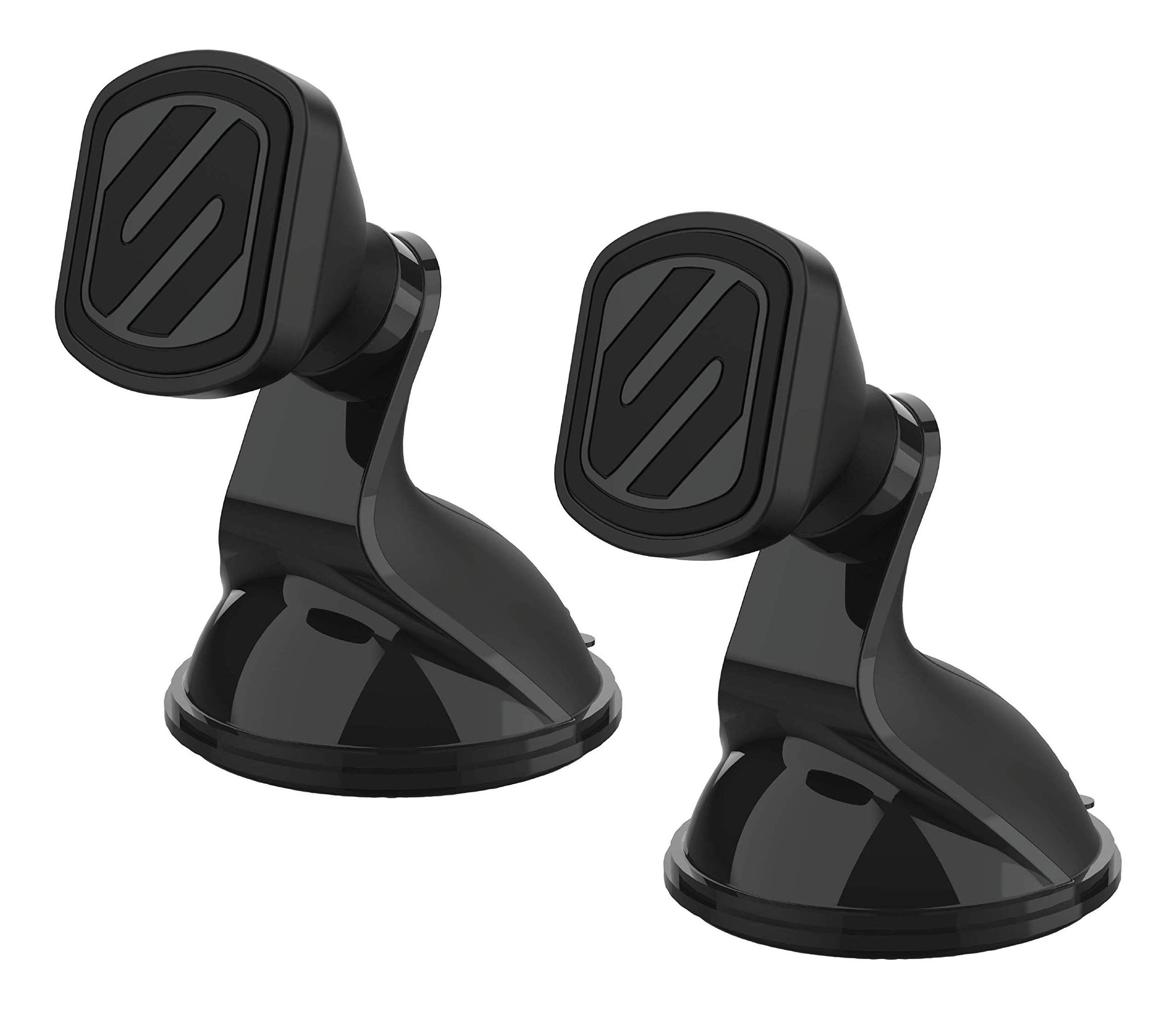 Scosche MMWSM-2PKXCES0 MagicMount Select Magnetic Phone, GPS, or Tablet Suction Cup Car Cell Phone Holder, 360 Degree Adjustable Head, StickGrip Suction Cup Phone Car Mount, Black (Pack of 2)