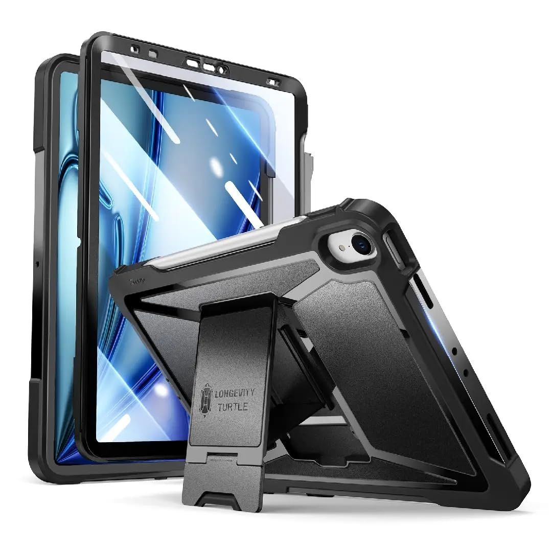 "Ztotop iPad Air 6th Gen Case with Screen Protector & Kickstand - Shockproof Cover for iPad Air 5th/4th & iPad Pro 11" - Black"