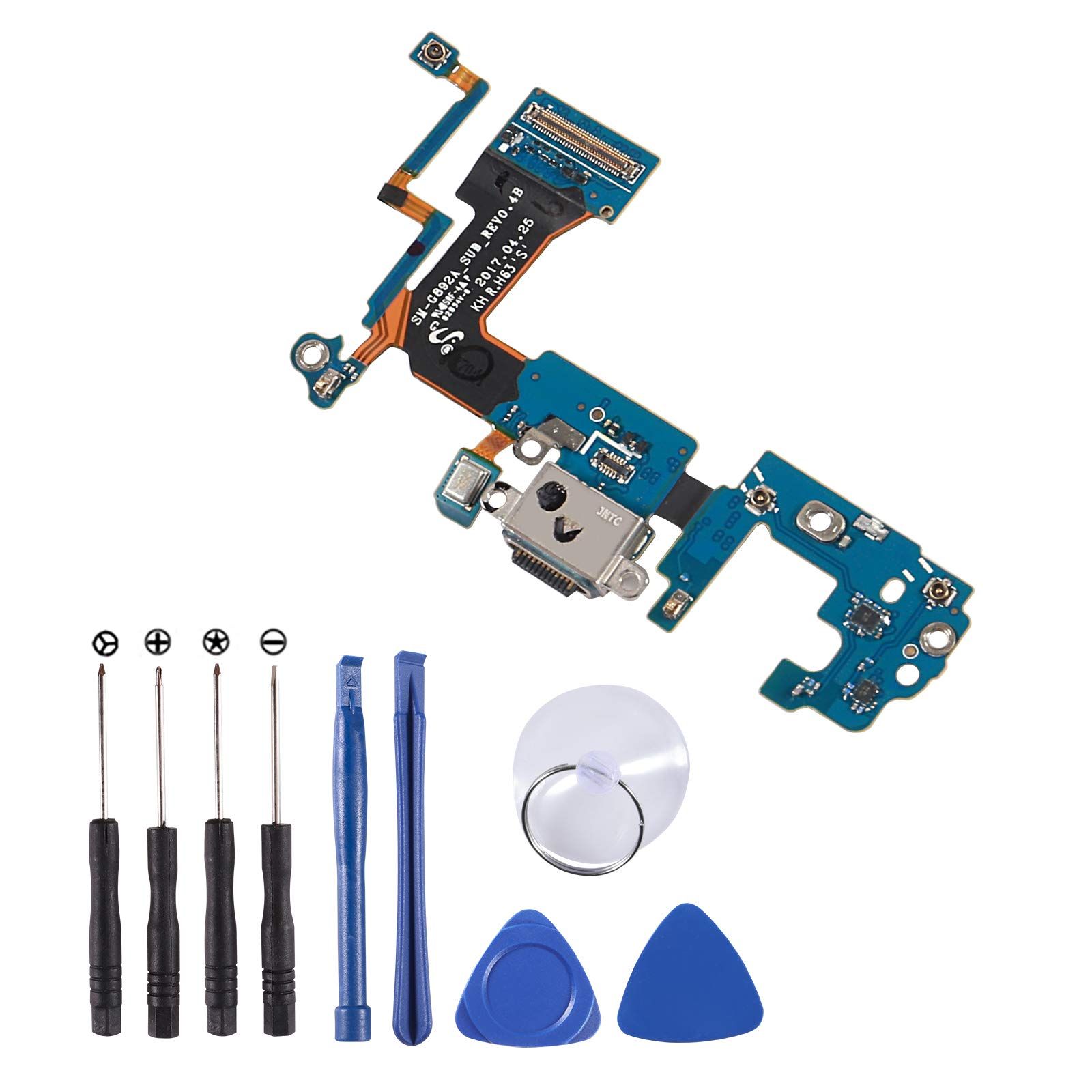 USB Charging Port Flex Cable & Microphone Replacement for Samsung Galaxy S8 Active G892A - Includes Tools