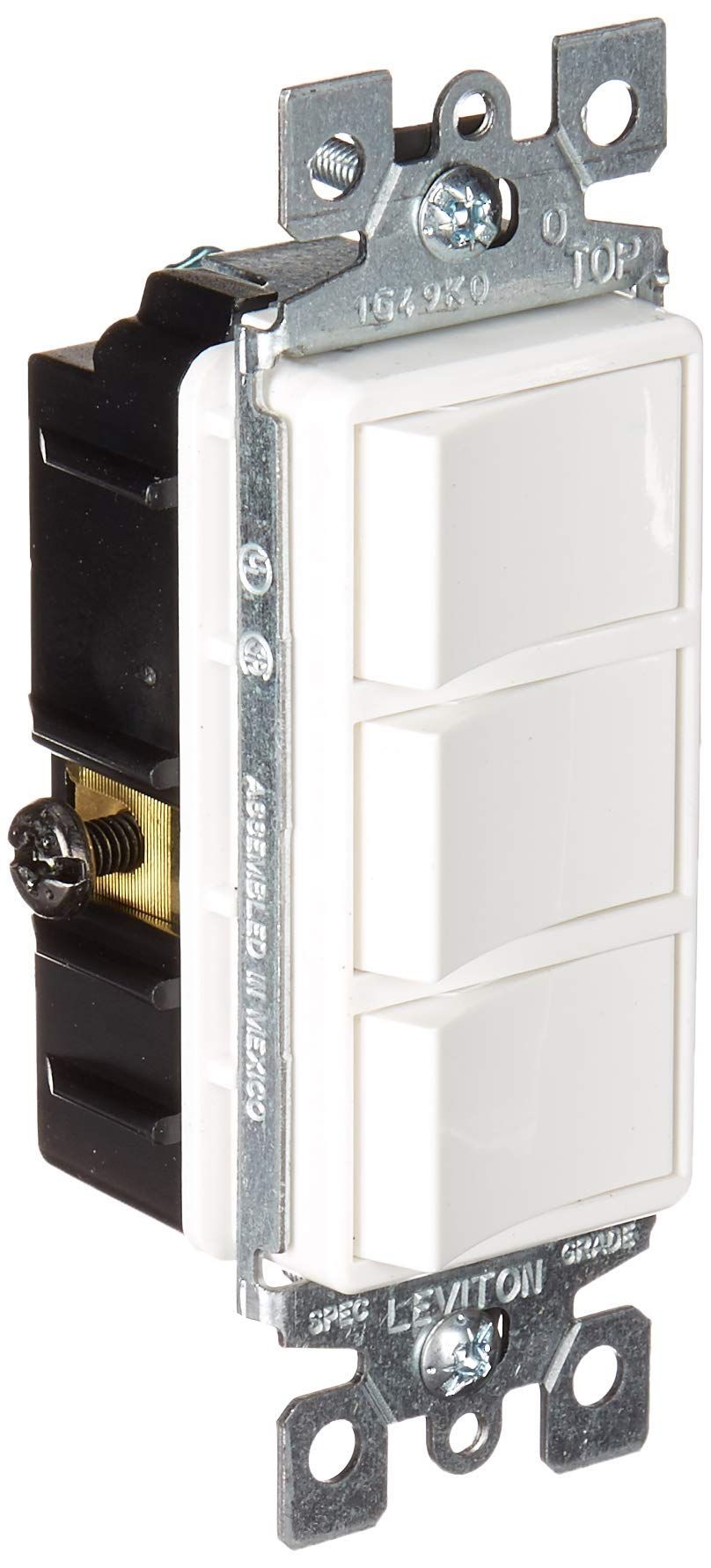 Leviton 1755-W 15 Amp Decora Single-Pole AC Switch - Commercial Grade, Non-Grounded, White