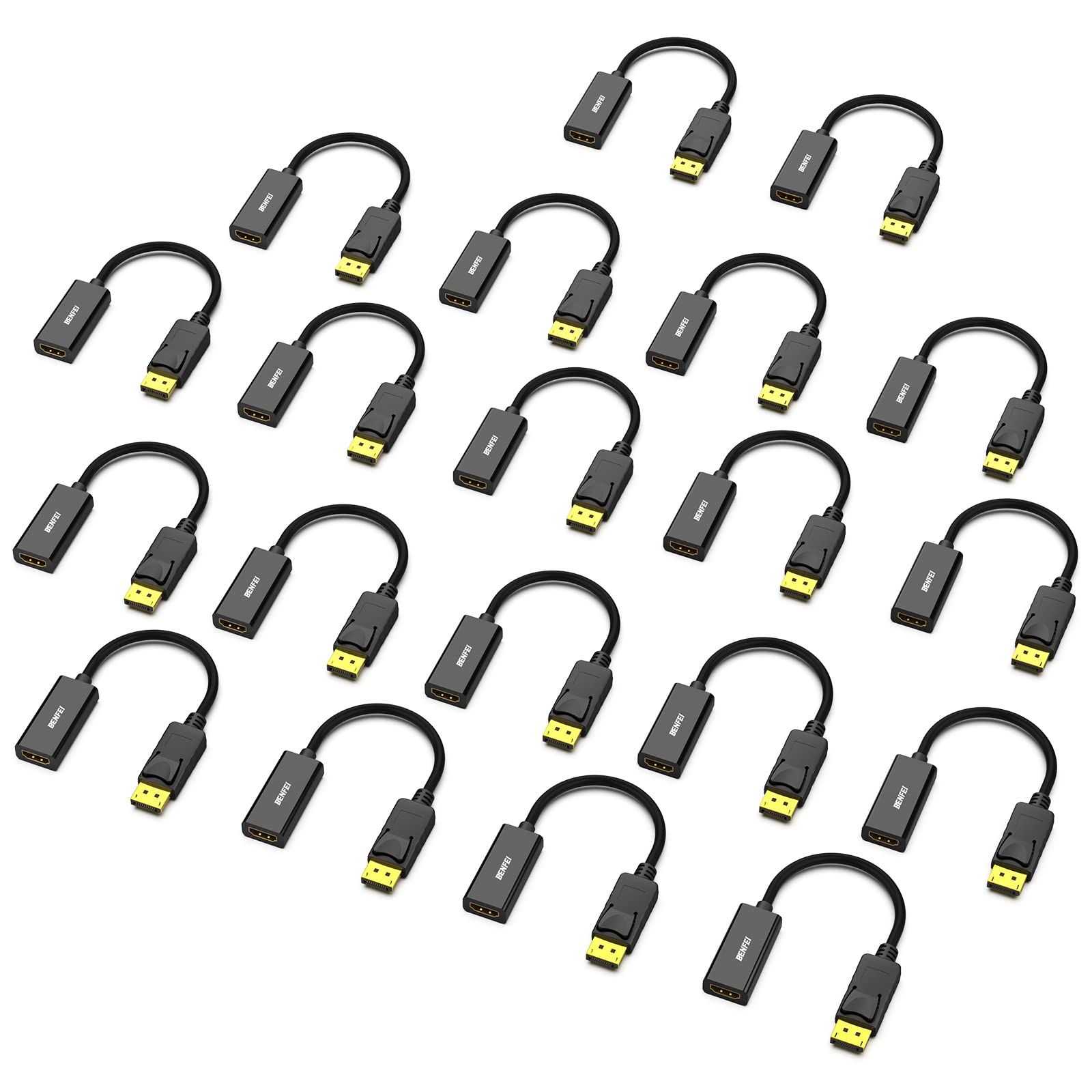 BENFEI 4K DisplayPort to HDMI Adapter 20 Pack - Gold-Plated, Uni-Directional, Compatible with Lenovo, Dell, HP