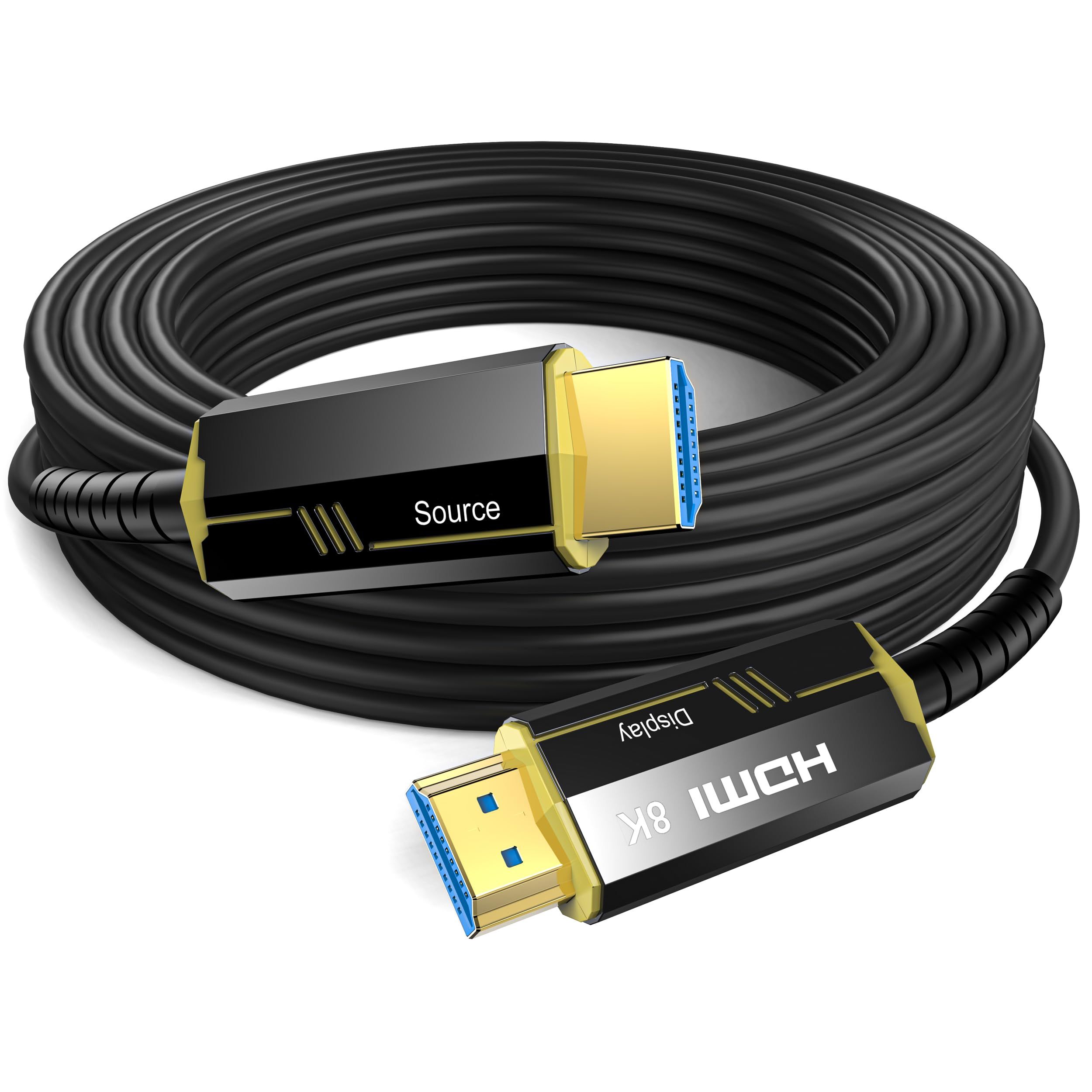 50FT DGHUMEN Fiber Optic HDMI Cable - 8K Ultra High Speed, 48Gbps, Gold Plated, Compatible with PC, HDTV & Projectors