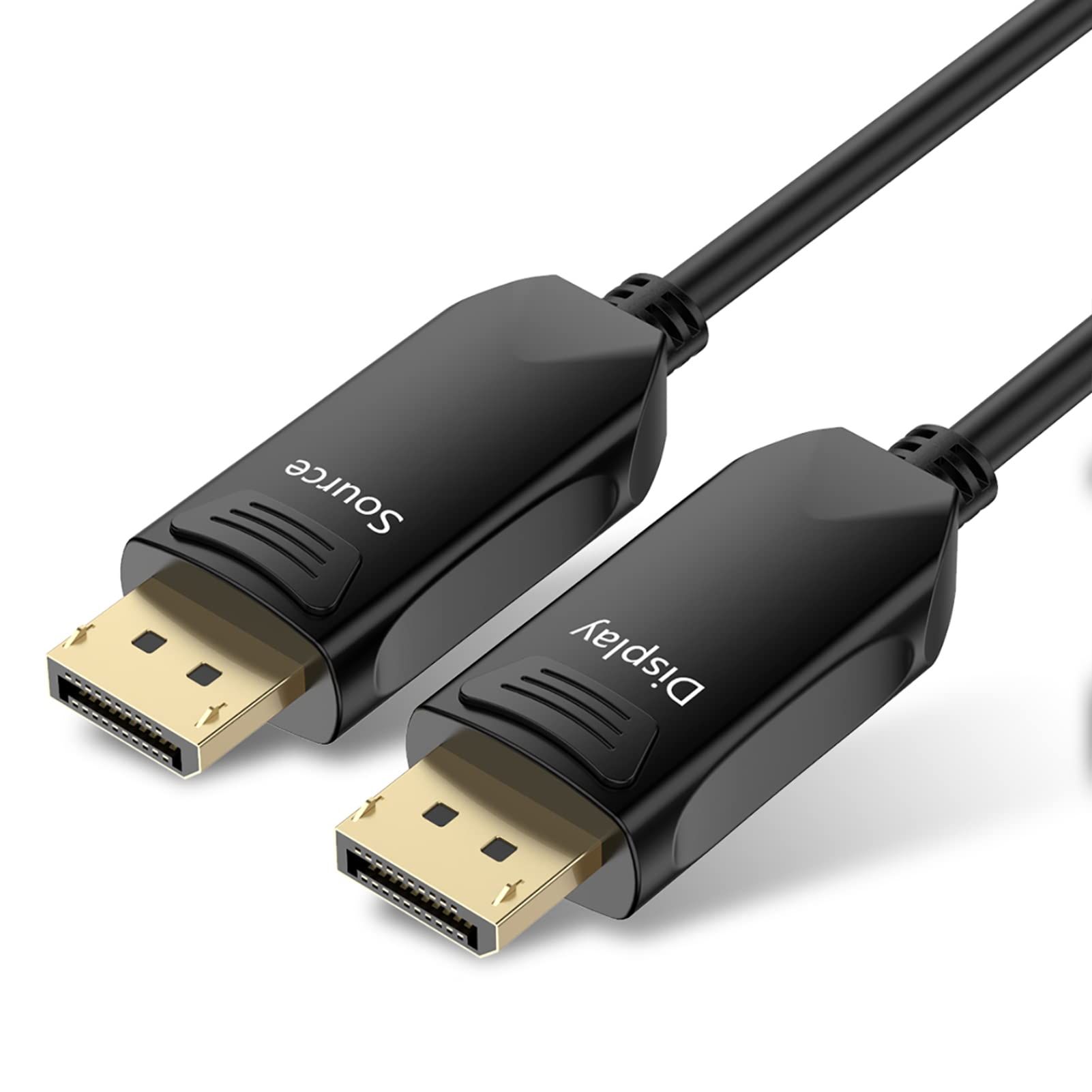 High-Speed BIFALE DP Fiber Cable 50ft - 8K@60Hz, 4K@165Hz, Slim & Flexible DisplayPort 1.4 with Gold Plated Connectors