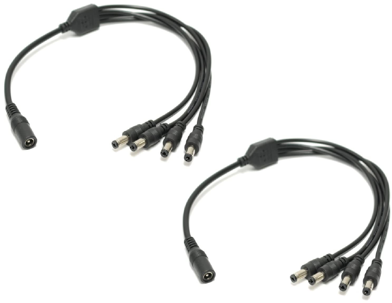 SOLTECH 4-Way DC Power Splitter for Security Cameras - 2-Pack 5.5x2.1mm Y Adapter for 12V CCTV Systems