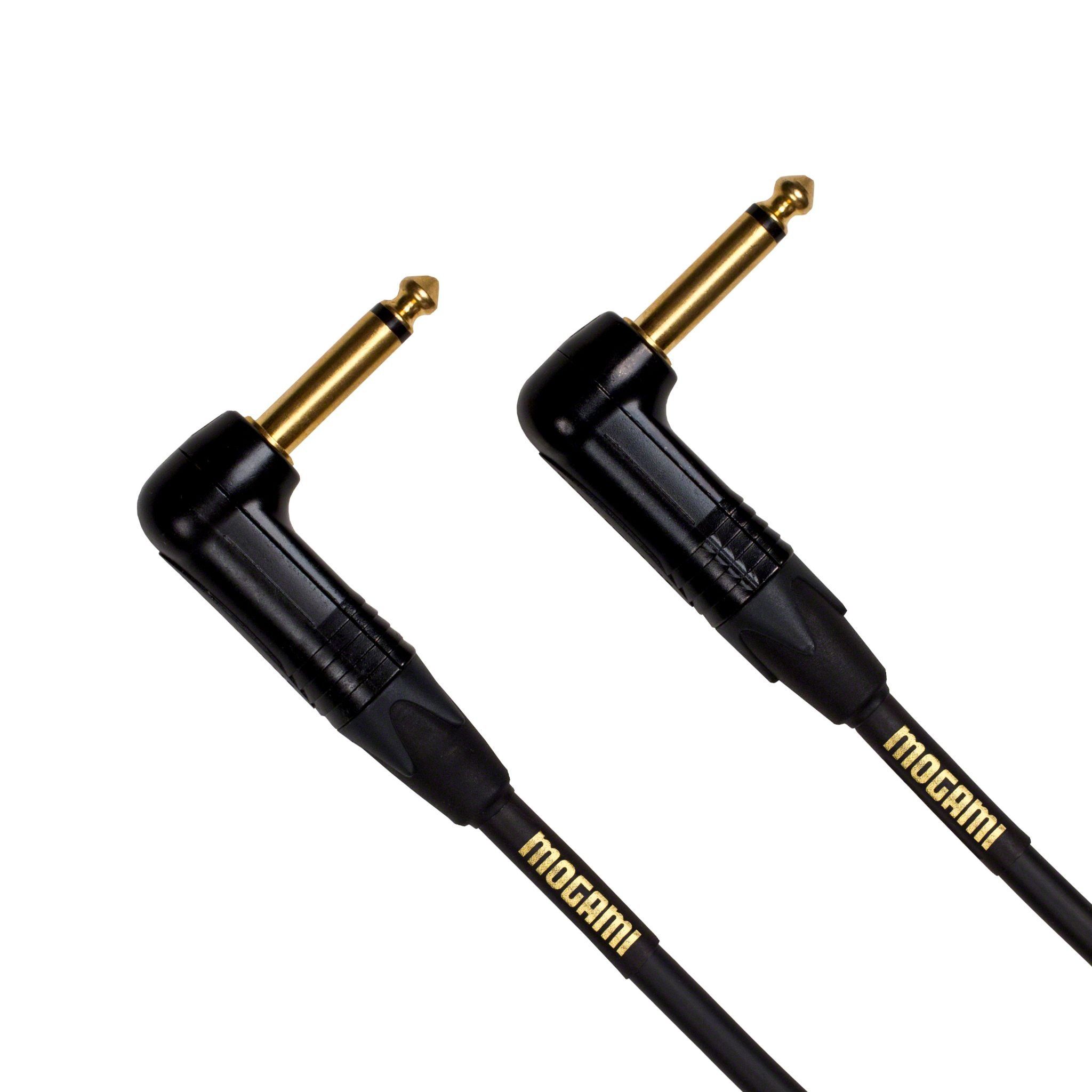Mogami Gold INSTRUMENT-10RR 10ft Guitar Cable with Right Angle Connectors & Gold Plugs - Premium Sound Quality