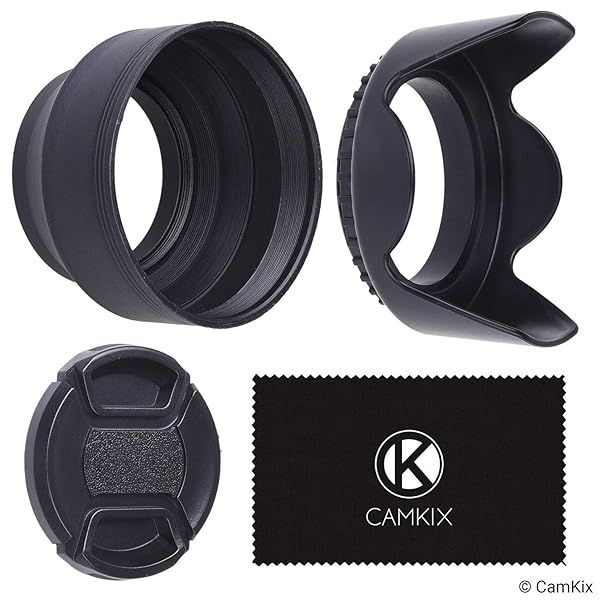 77mm Camera Lens Hoods Set: Collapsible Rubber & Tulip Flower for Reduced Flare & Enhanced Photography