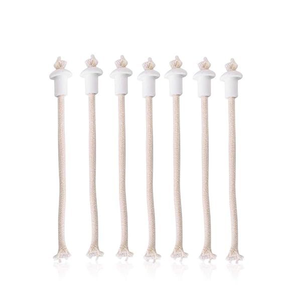 7Pcs Wine Bottle Wicks 73inch Oil Lantern Wick Heat Kerosene Ceramic Wick Round Cotton Wick with Ceramic Holder for Easy Lighting