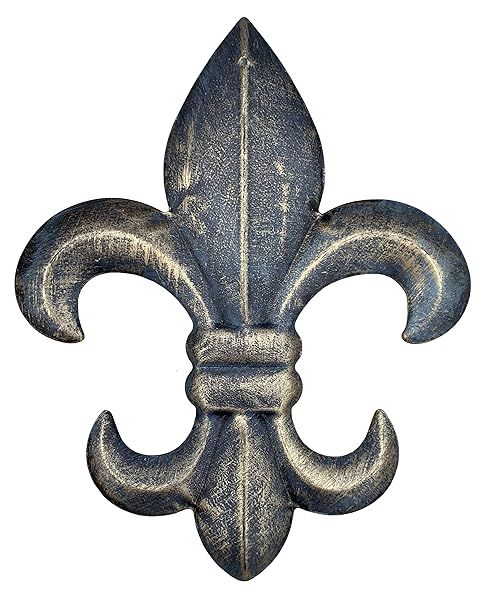 "8" Metal Fleur De Lis Wall Plaque - Rustic Creole Tuscan Decor in Weathered Bronze"