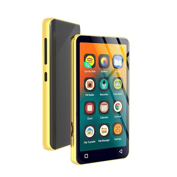"80GB Bluetooth MP3 Player with WiFi, Spotify & 4" Touch Screen - Gold/Black Music Player with Audible & Pandora"