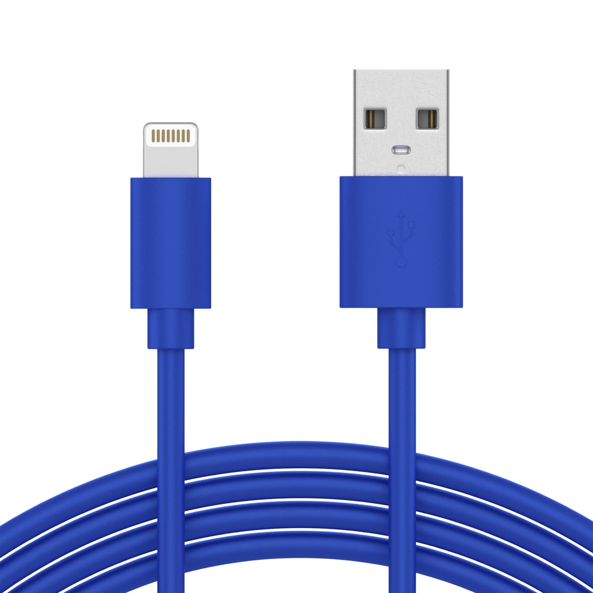 Fast-Charge Lightning Cable 10ft - MFi-Certified for iPhone, iPad, AirPods & Watch - Durable Blue Cord by TALK WORKS