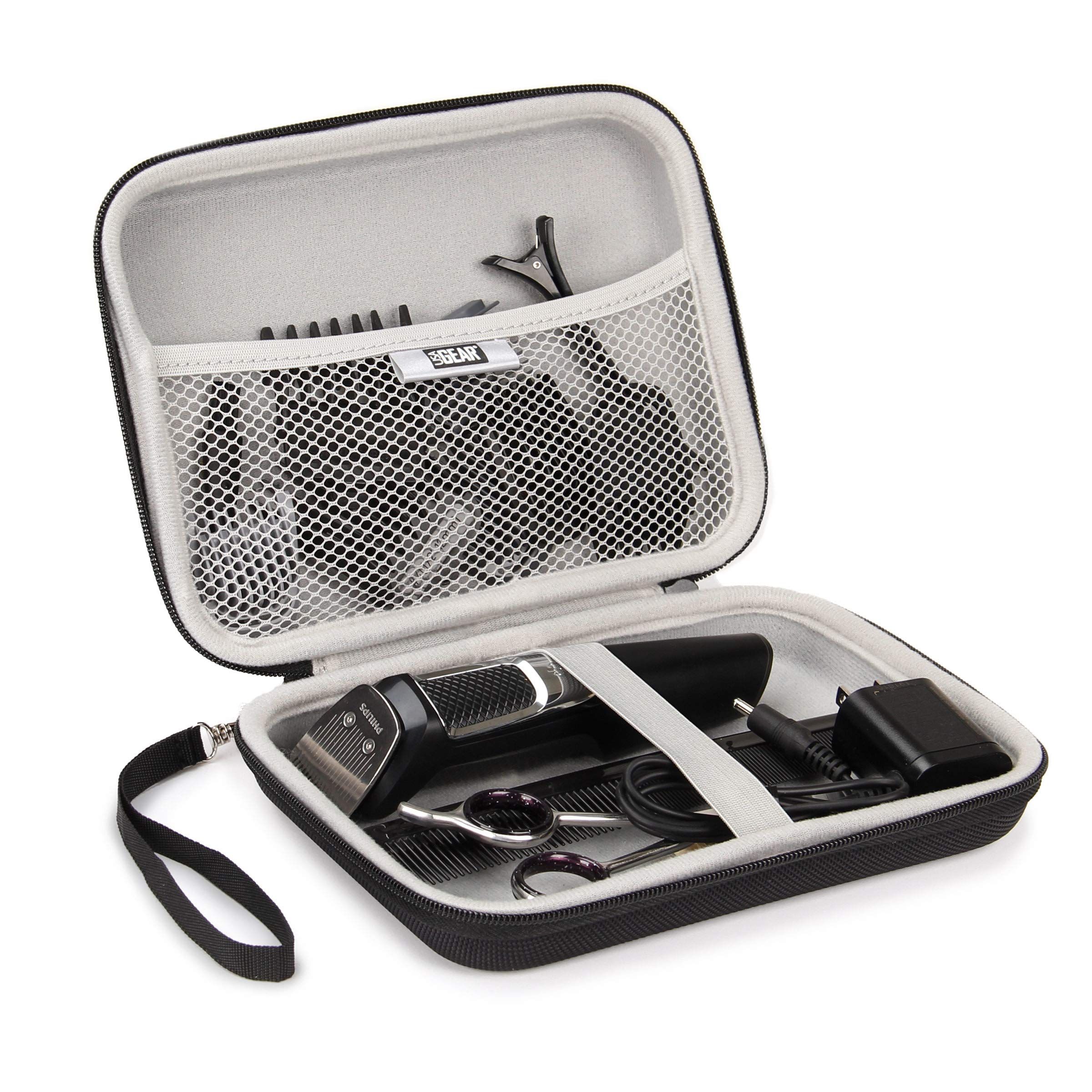 "USA GEAR 7.5" Hard Shell Hair Clipper Case - Fits Wahl, Andis, Oster & More | Durable Protection for Hair Trimmers"