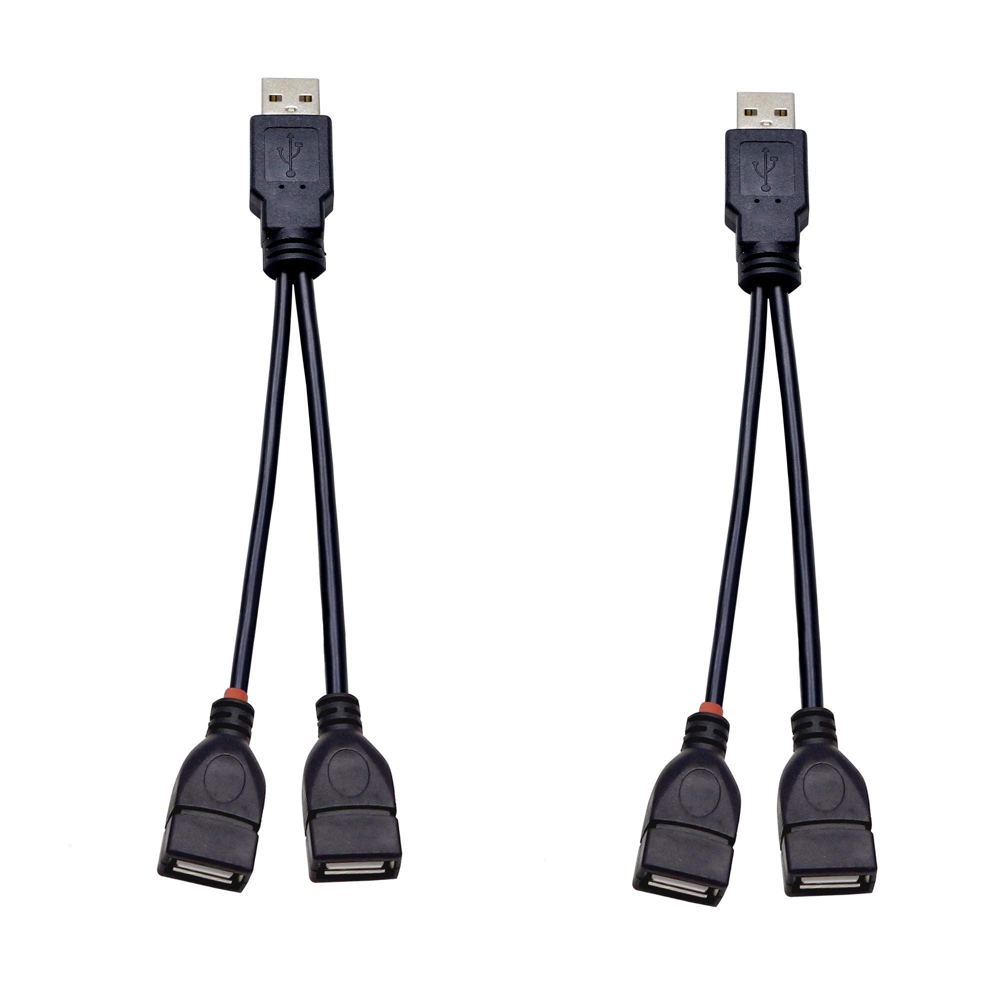 30 cm USB 2.0 Splitter Cable Y Adapter - 1 Male to 2 Female for Tablets & Phones (2-Pack) - YOUCHENG