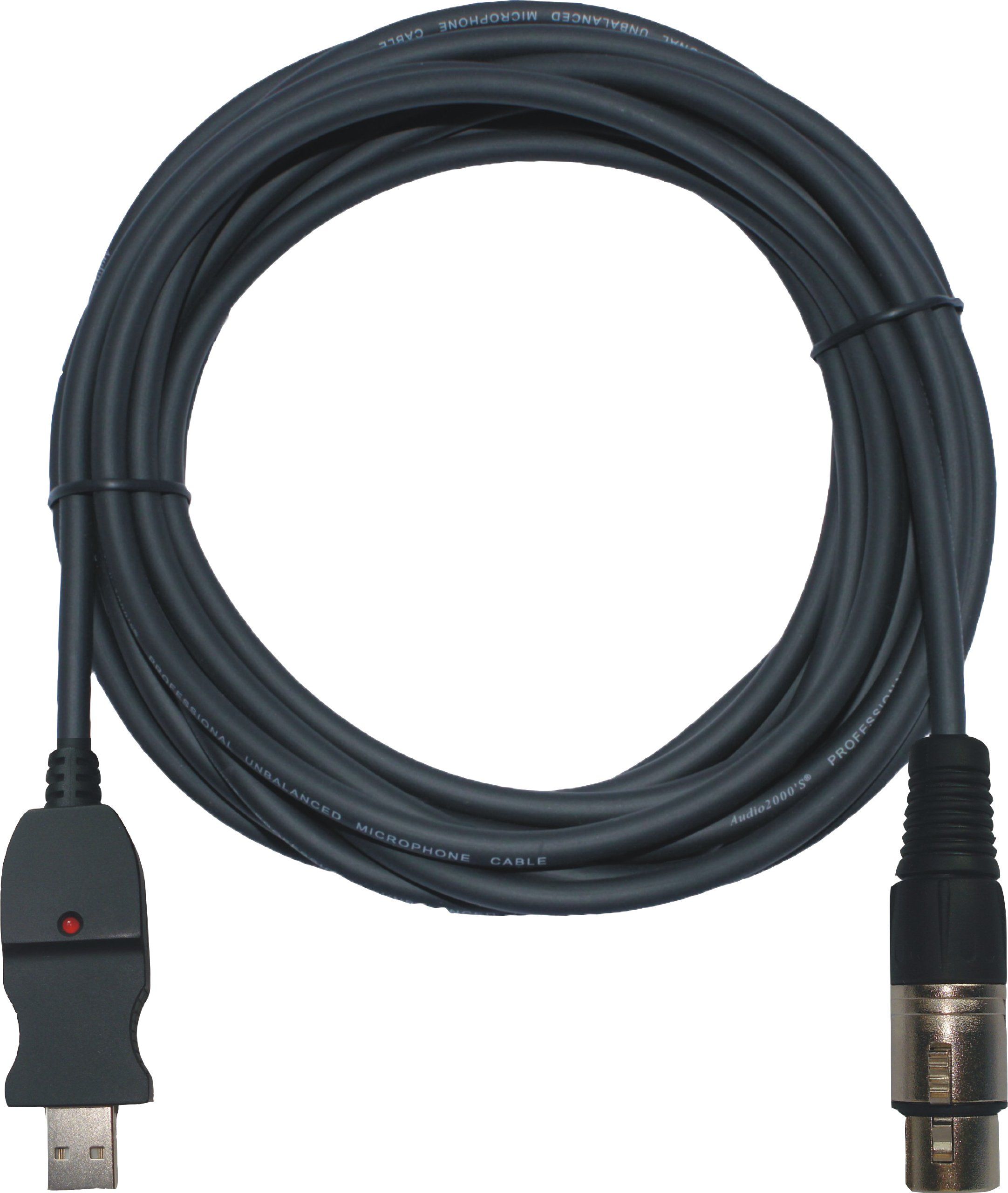 Audio2000's 20ft USB to XLR Female Microphone Cable - ADC203R for High-Quality Recording