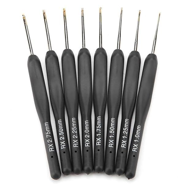 8Pcs Ergonomic Black Crochet Hooks Set - Soft Handle, 1mm to 2.75mm Sizes for Comfortable Knitting