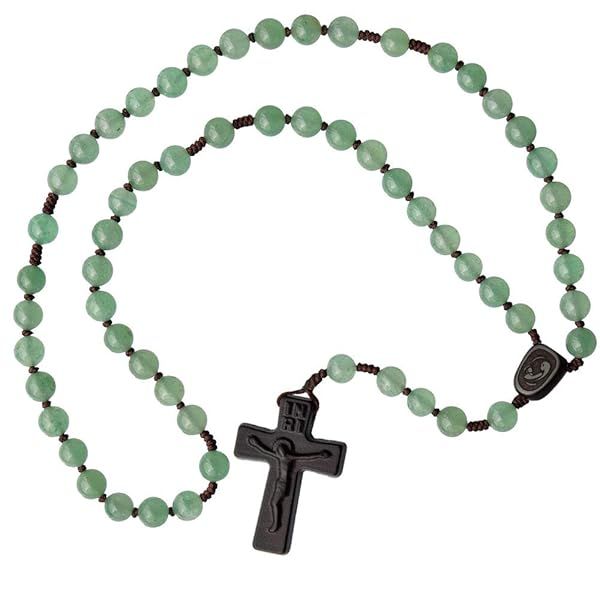 8mm Green Jade & Jujube Wood 5 Decade Rosary - Elegant Prayer Beads for Spiritual Connection
