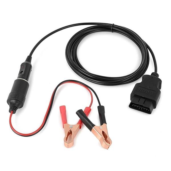 BAITHNA 9.8Ft OBD II Vehicle Emergency Power Supply Cable with 12V Alligator Clip and Cigarette Lighter Socket for Memory Saver