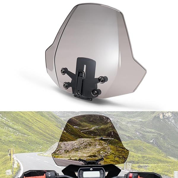 A and UTV PRO Adjustable 3 inches Tinted Dark Windshield for Can Am Ryker 900 600 Sport and Rally Edition Accessories, Front Wind Deflector