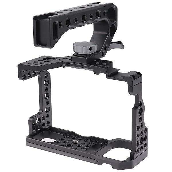"Ultimate A7III Cage with Top Handle for Vlogging & Filmmaking - Hersmay A9 Camera Rig with 1/4" & 3/8" Mounts"