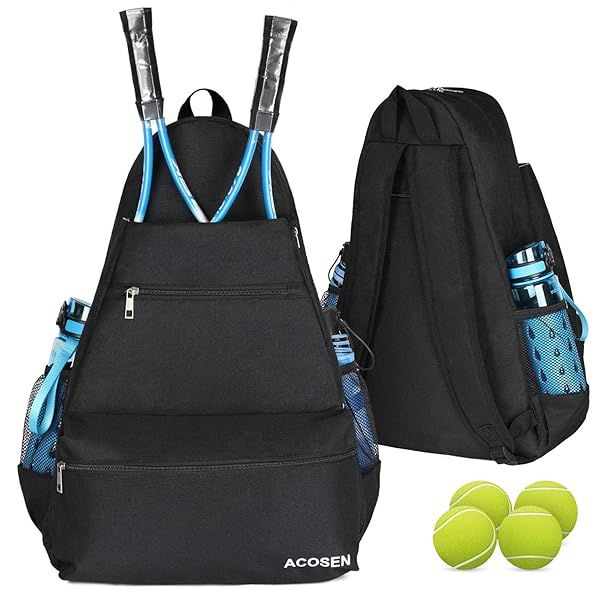 ACOSEN Tennis Bag & Backpack - Large, Versatile Storage for Rackets, Paddles & Accessories - Ideal for Tennis, Pickleball & More