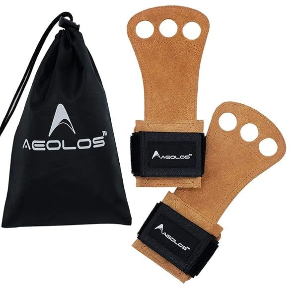 Buy AEOLOS Leather Gymnastics Hand Grips for Pull-Ups, Weight Lifting & Cross Training - Durable 2-Layer Leather, Large Size