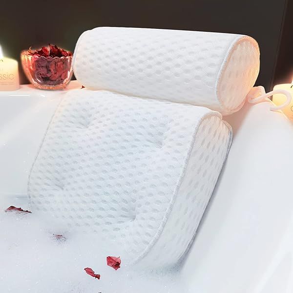 Ultimate AEROiVi Bathtub Pillow: Neck & Back Support with Non-Slip Suction Cups for Spa-Like Relaxation
