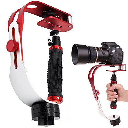 AFUNTA Pro Handheld Video Stabilizer for DSLR GoPro Canon Nikon Sony Cameras and Smartphones up to 2.1 lbs Smooth Glide Red Silver Black