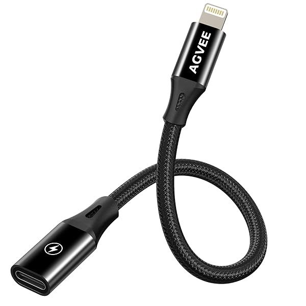 AGVEE 2 Pack 4 inch 30W USB-C Female to Lightning Cable Adapter, Type-C to 8 Pin Male PD Fast Charging Converter Cord Data Sync Connector for iPhone 13 12 11 Airpods iOS Device, Carplay, Black