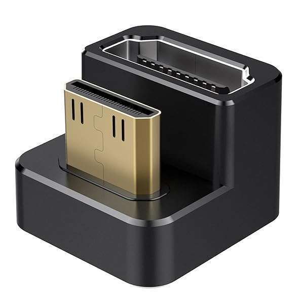 AGVEE 2 Pack (Long Side Inward) 180 Degree Angled Mini HDMI Male to HDMI Female Adapter, U-Shaped 4K@60HZ Converter Coupler Connector Extender for Portable Display Monitor Accessories, Black