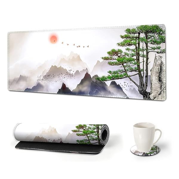 AIMSA Large Gaming Mouse Pad Extended Mouse Pad with Stitched Edge, Keyboard Mouse Mat Non-Slip Rubber Base Desk Pad 31.5x11.8 inch for Office Home