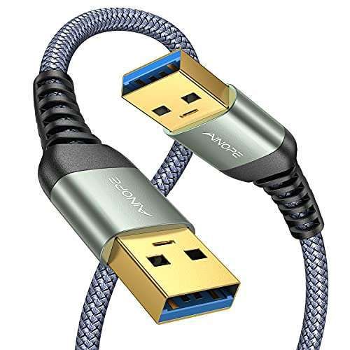 AINOPE USB 3.0 A to A Male Cable 6.6ft - Durable USB to USB Cord for Hard Drives, DVD Players & More